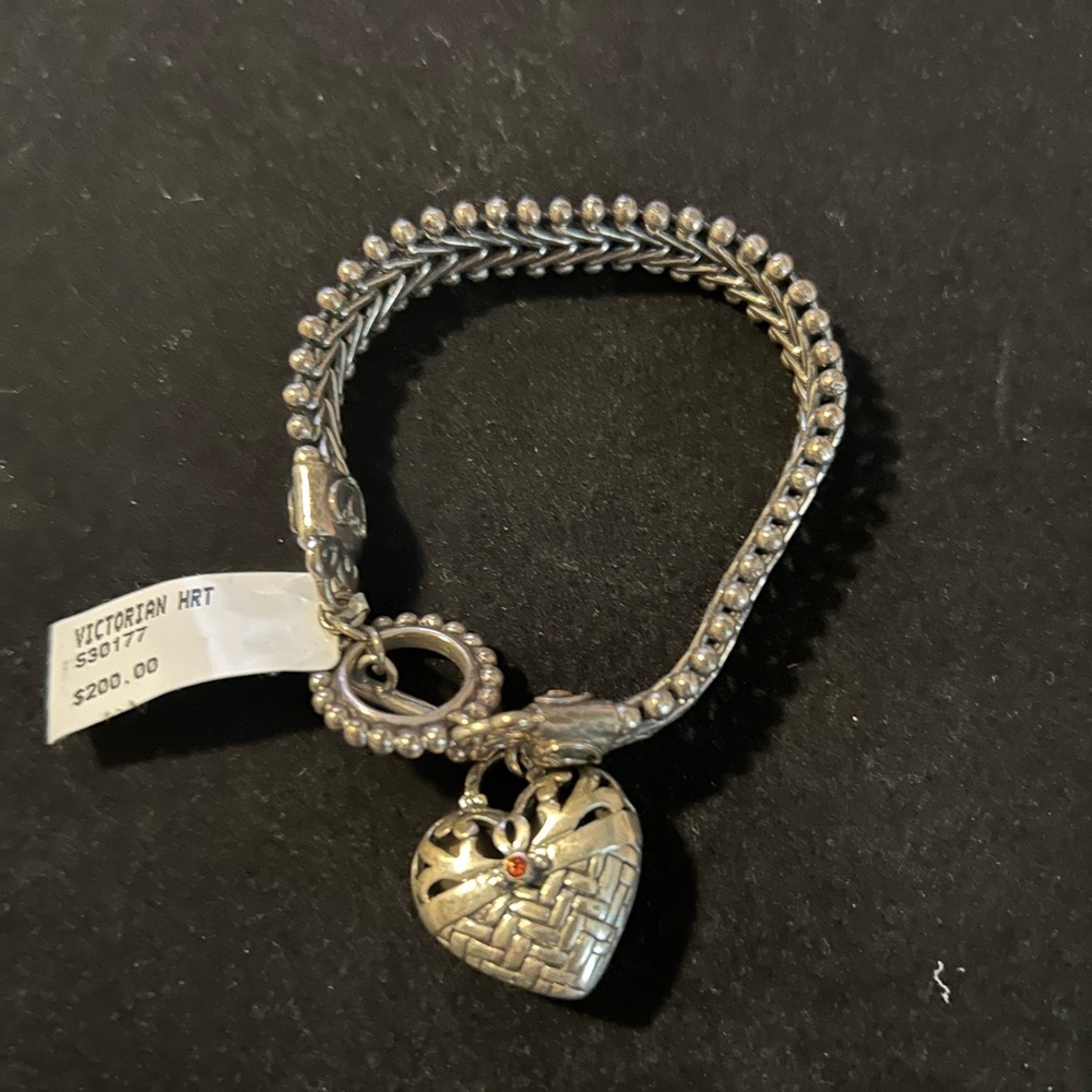 Judith Ripka copy?  Silver Bracelet with Heart Charm